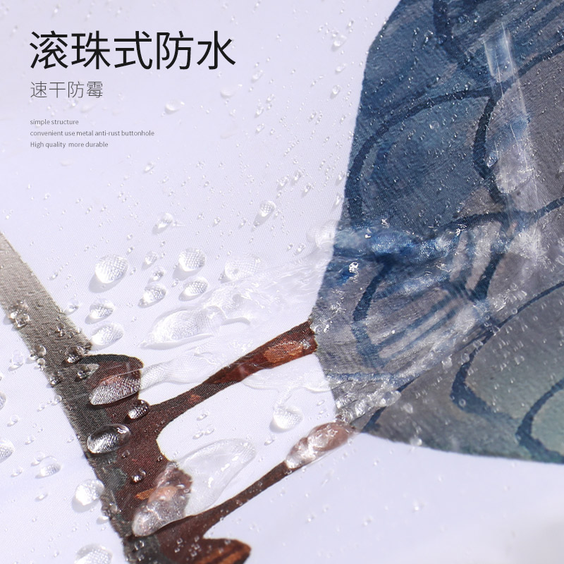 卫生间窗帘挂帘布浴室门帘杆淋浴隔断帘子防水布套装浴室免打孔