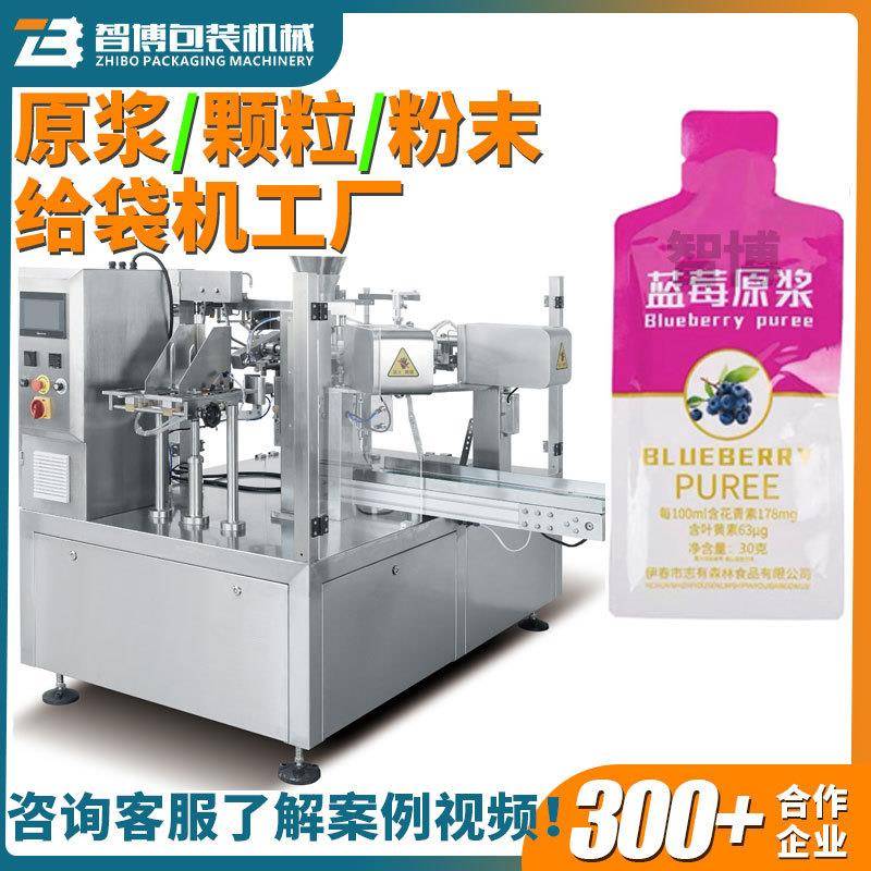 异形袋果蔬酵素饮品液体包装机水平给袋蓝莓沙棘汁枸杞原浆包装机