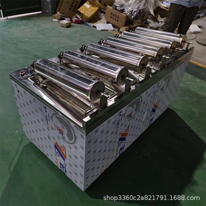 新款网红炮筒鱼圆筒商用夜市滚筒式烤鱼机全自动煤气炮筒鱼4桶6桶