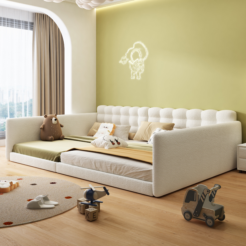 榻榻米布艺床现代简约互不打扰拼接亲子床2米x2米2超大床主卧床