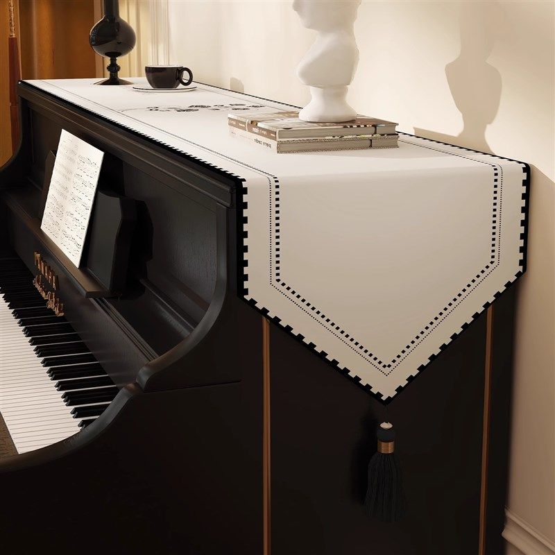 简约现代钢琴桌旗钢琴罩轻奢高级半包防尘罩电钢琴电子琴盖布