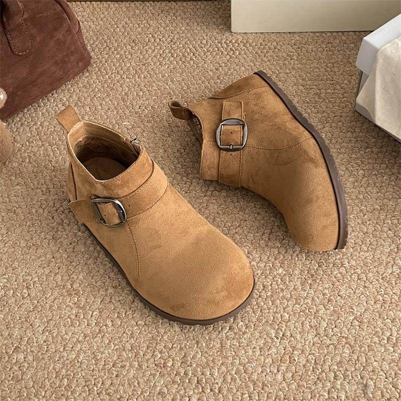 复古磨砂绒面圆头勃肯鞋短筒靴女2025秋冬新款百搭平底是时装靴子,女鞋,勃肯鞋/软木鞋,淘宝优惠券,粉丝福利购,淘宝优惠卷