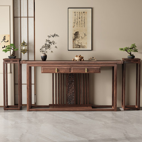 宋氏美学胡桃木实木玄关桌加长款条案玄关柜入户正对门供桌靠墙