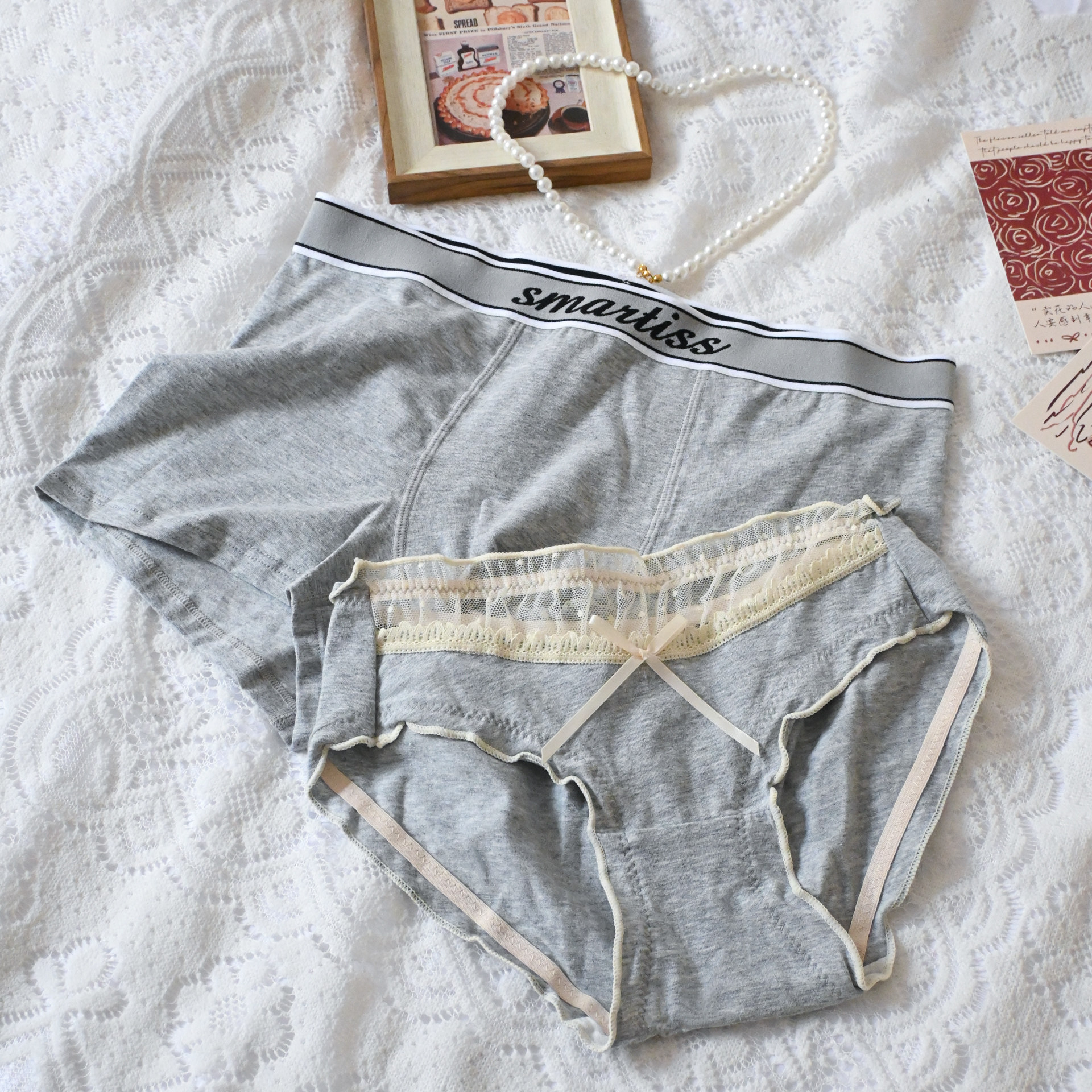 【礼盒装】运动风情侣内裤一男一女性感蕾丝亲肤高级感轻奢约会,女士内衣/男士内衣/家居服,男平角内裤,淘宝优惠券,粉丝福利购,淘宝优惠卷