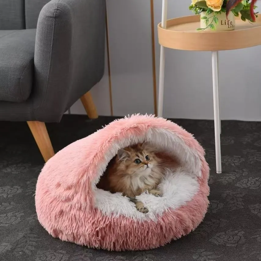 冬季保暖贝壳半封闭猫窝宠物猫床