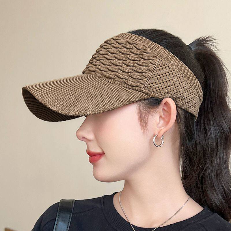 遮阳帽女新款夏季跑步防晒鸭舌帽大檐无顶运动帽春秋空顶太阳帽子