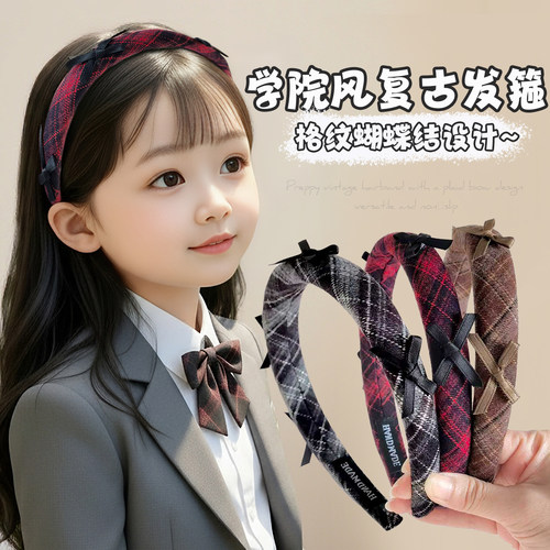 女童学院风发箍高颅顶舒适不勒头