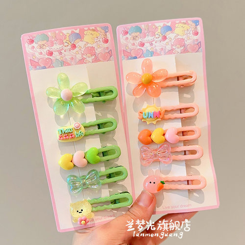 可爱卡通小熊不伤发侧边刘海夹