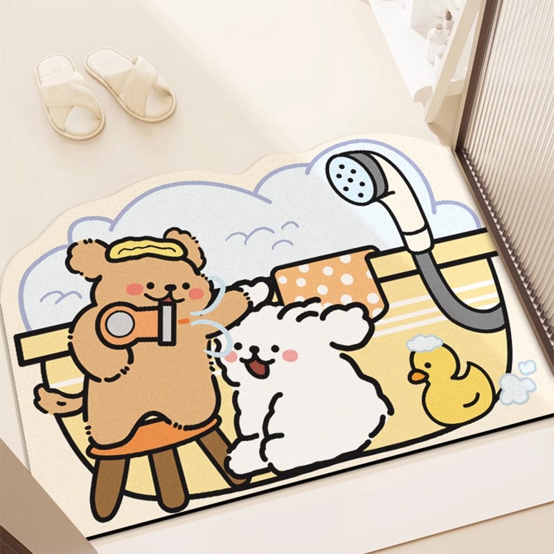 卡通硅藻泥浴室地垫速干防滑