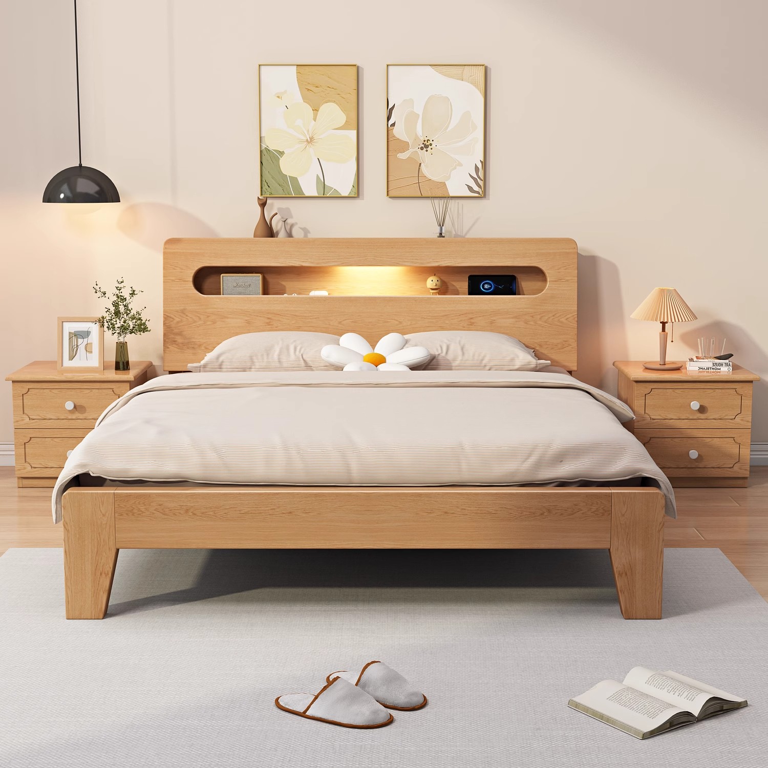 实木床1米8双人床家用卧室1米5床