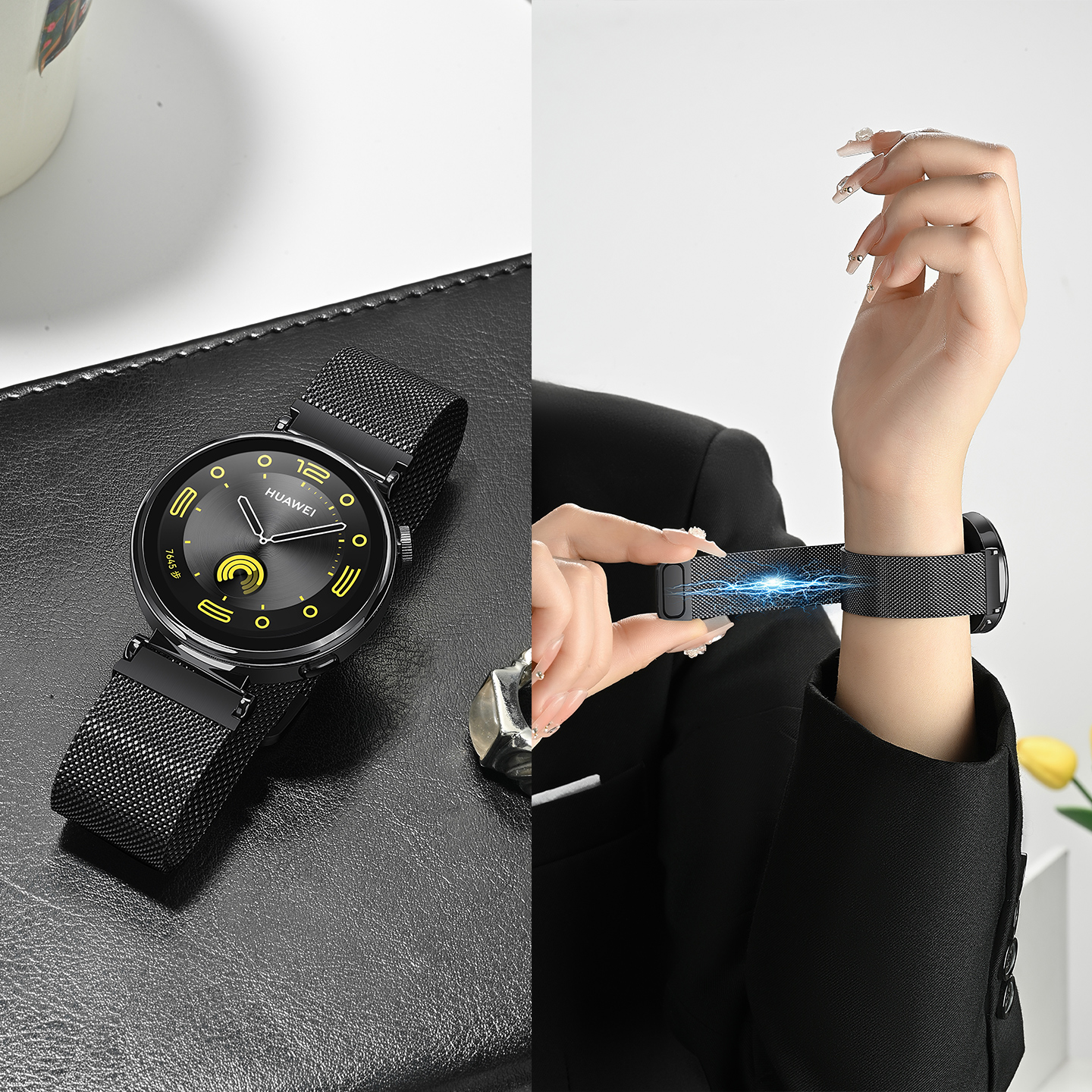官方适用华为手表gt5米兰尼斯腕带gt4同款表带watch5磁吸gt3新款金属gt2运动透气pro荣耀ES夏天高级钢带男款