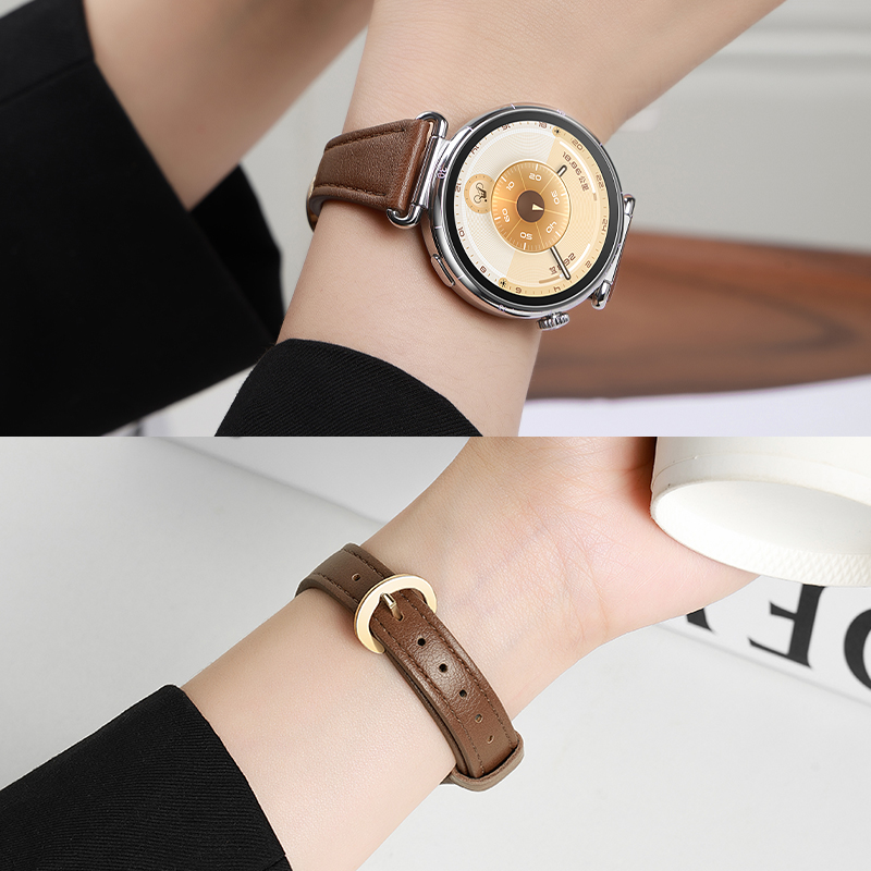 适用华为手表gt6表带真皮女款