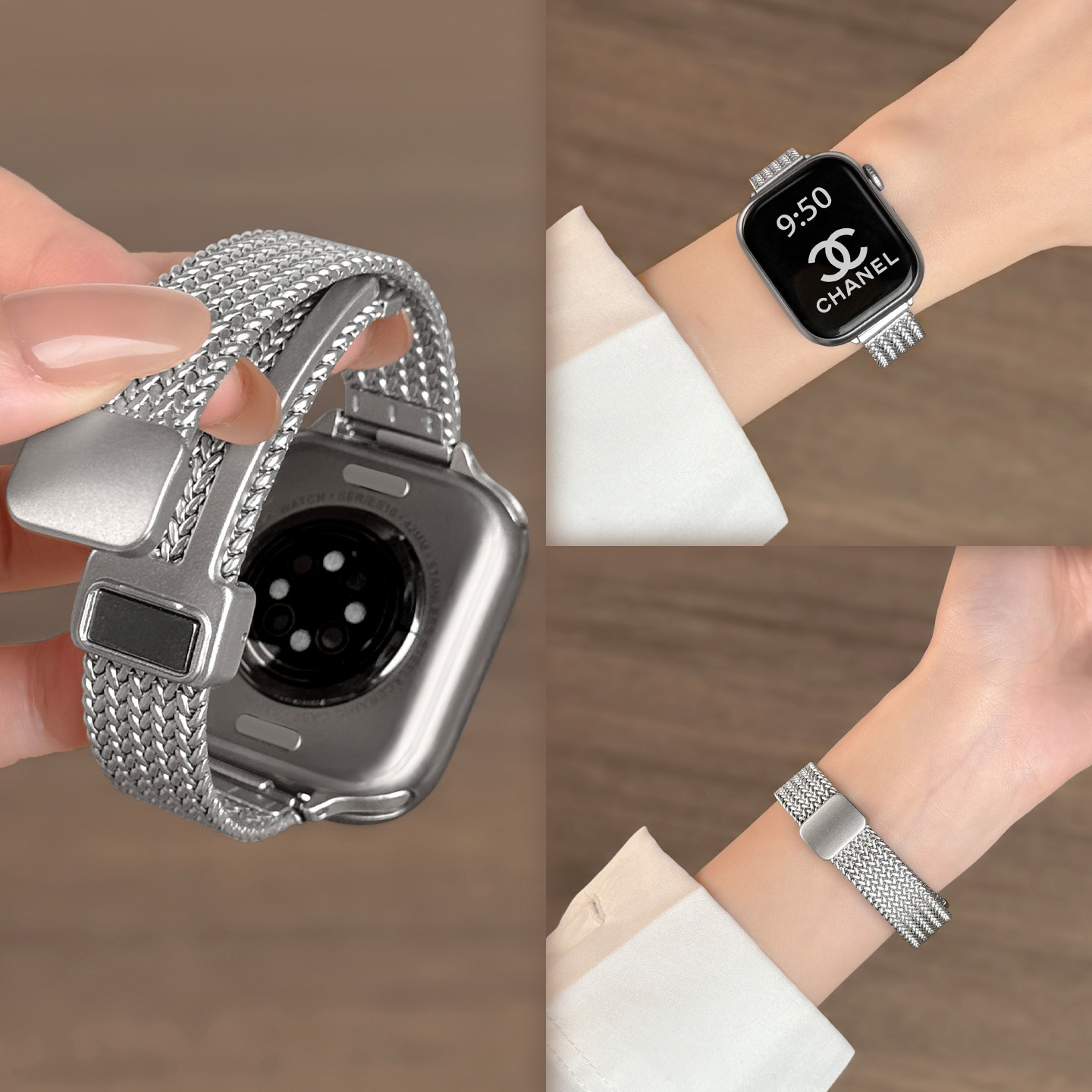 适用AppleWatch麦穗表带金属s11图片