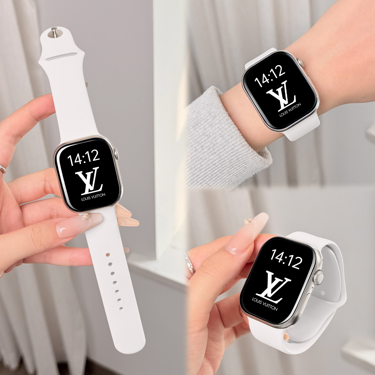 适用s11超好看苹果手表表带iwatchs10女款液态硅胶app