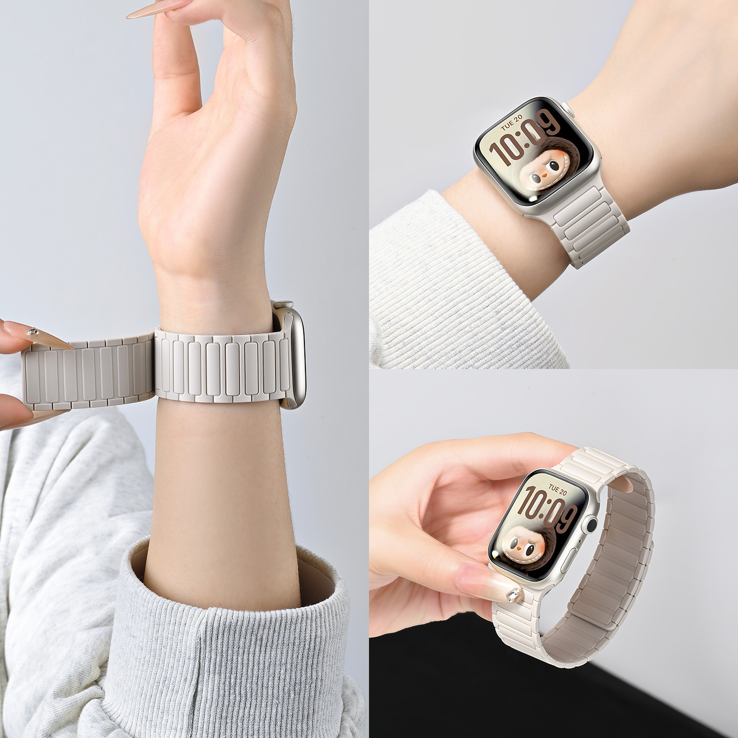 适用watchs10手表表带s10/9苹果代女款运动腕带se版ultra2硅胶透气夏日原装男款高级感女磁吸小香风尼龙回环