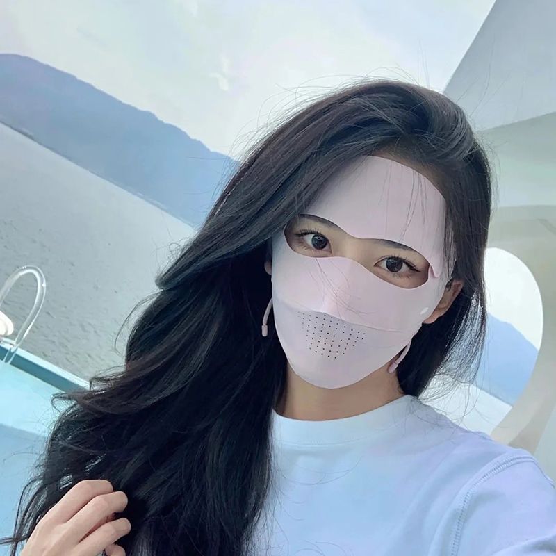 跨境2023新款冰丝防晒面罩夏季遮全脸户外开车防紫外线脸基尼口罩