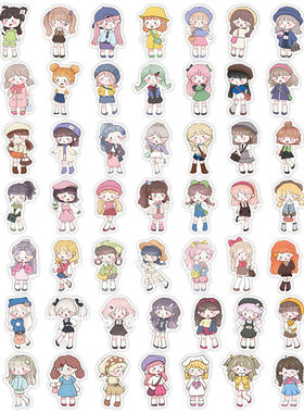 【大图释官方授权】126张Q版可爱少女卡通贴纸小女孩手机ins周边手账装饰防水贴画diy行李箱可爱自粘立体儿童
