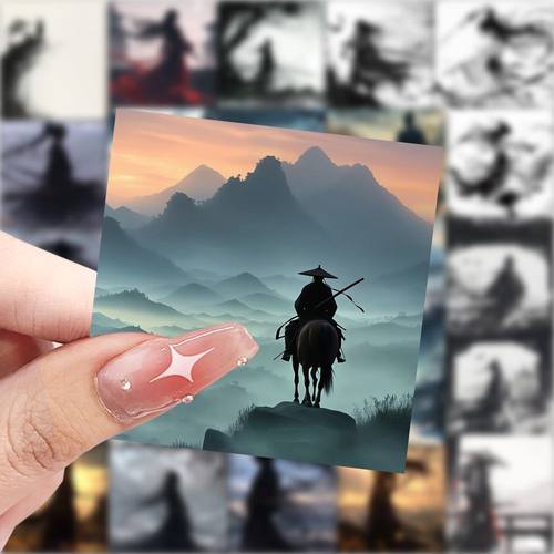 【大图释官方授权】118张古风武侠插画唯美贴纸国潮创意风景ins行李箱贴画diy自粘玩具标签手机手账立体贴纸