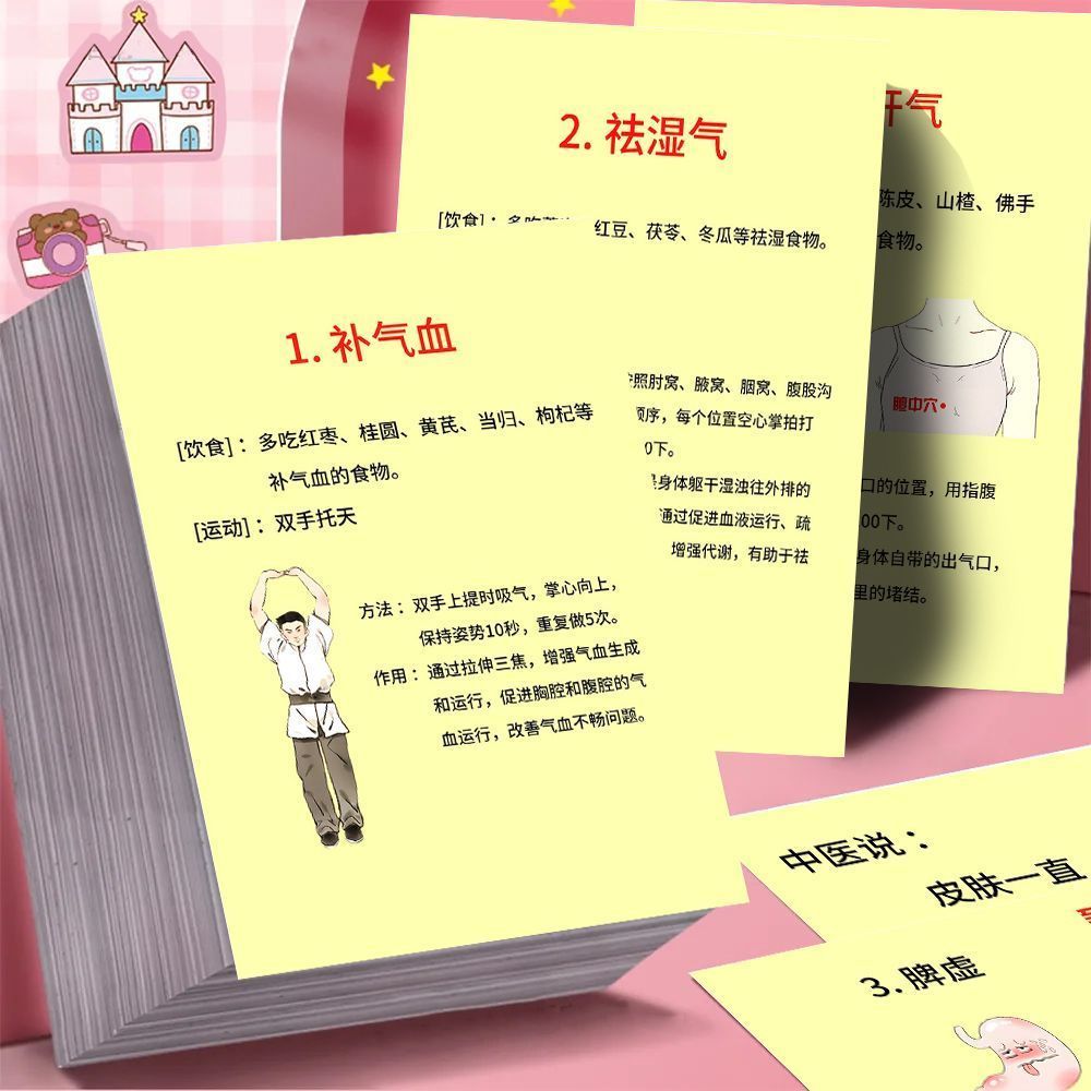 24大张养生变美知识文案贴纸中医指南健康调理科普身体图文装饰桌面墙面防水不干胶素材diy自粘标签立体贴画