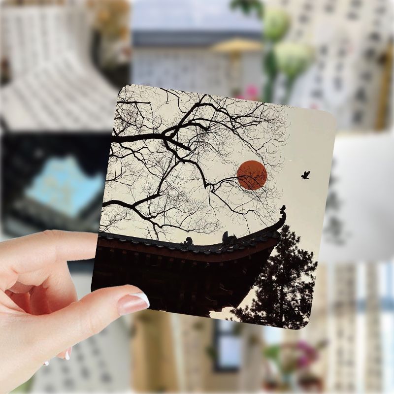 【大图释官方授权】118张新中式文字风景图贴纸ins江南美景笔记本手机玩具标签装饰手账diy自粘桌面防水贴画