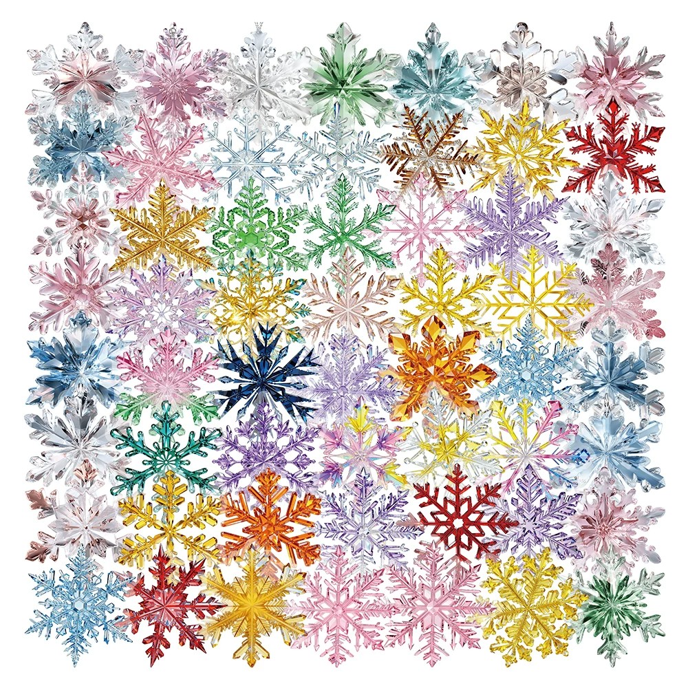 110张彩色雪花立体自粘防水贴纸