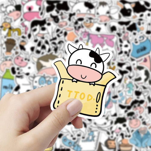 【大图释官方授权】120张可爱卡通奶牛贴纸ins手机少女装饰防水贴纸手账笔记本防水小贴画个性行李箱儿童自粘