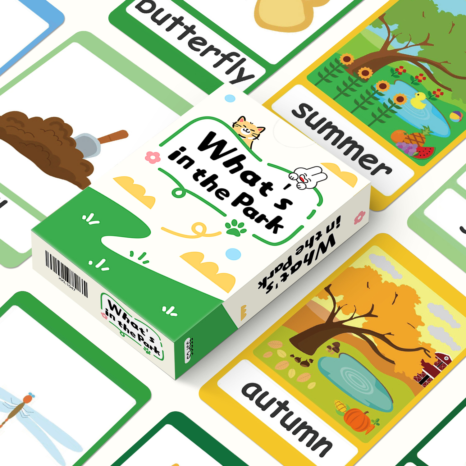 【大图释官方授权】55张公园里面有什么小卡跨境学习知识学习英文儿童认知小图案昆虫植物天气益智桌面小卡片