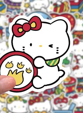 【大图释官方授权】102贴kit小猫马戏团系列卡通可爱凯蒂diy装饰手账笔记本贴画防水女孩儿童行李箱自粘标签