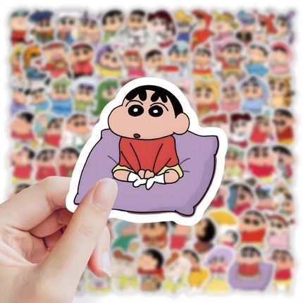 【大图释官方授权】120张蜡笔小新创意表情卡通搞笑标签diy自粘贴画装饰行李箱笔记本电脑手机壳玩具防水贴纸