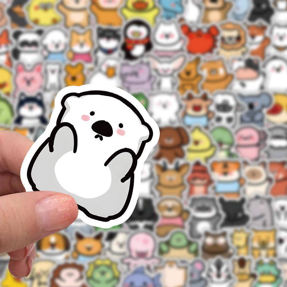 【大图释官方授权】200张多彩可爱动物贴纸卡通趣味创意桌面手机手账自粘diy装饰手机壳玩具贴画标签防水图贴