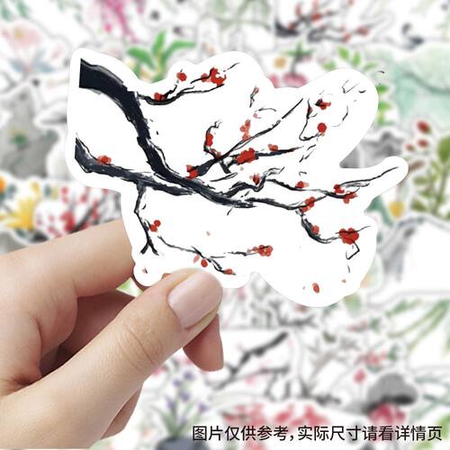 【大图释官方授权】180张水墨风素材贴纸儿童女孩新手机diy自粘手机壳素材行李箱标签手账装饰立体贴画防水贴