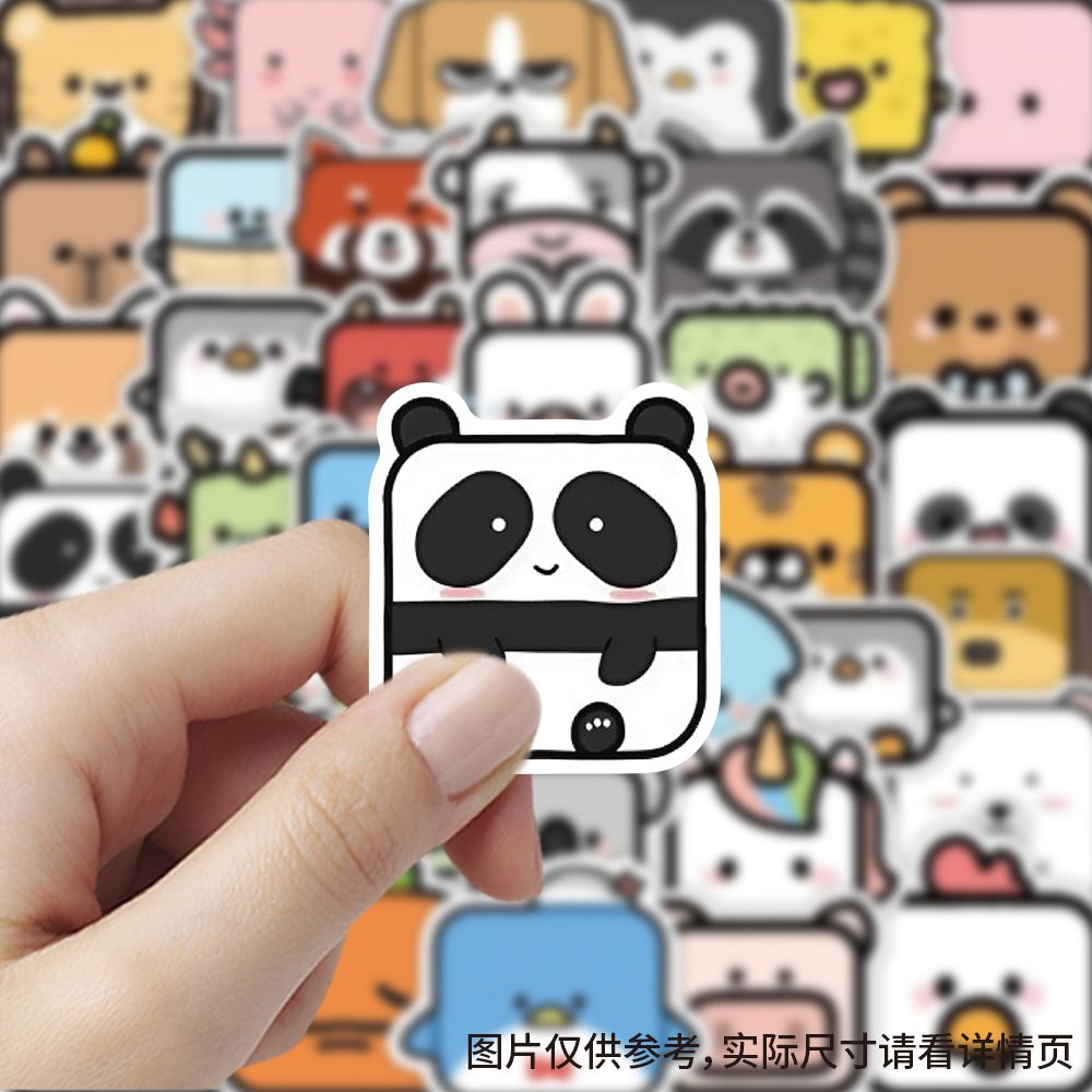 【大图释官方授权】120张方块小动物表情包创意可爱卡通装饰房间桌面节日小图案贴画自粘标签大头贴时间贴纸图片