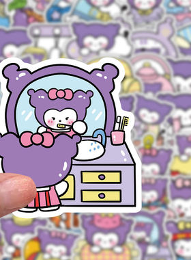 【大图释官方授权】102贴酷洛迷居家可爱贴纸手账美食卡通凯蒂装饰水杯创意贴画手机防水女孩儿童卡通行李箱