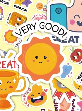 【大图释官方授权】80张儿童早教励志奖励贴纸小学生幼儿园表扬贴贴纸贴画女孩儿童可爱卡通小图案防水自粘