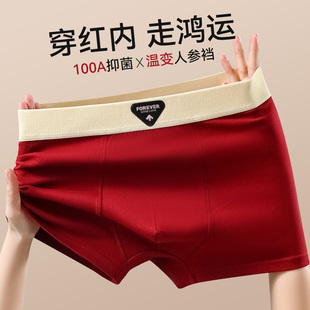 2026马年新款男士内裤鸿运抑菌裆本命年红纯棉男内裤舒适四角裤男