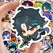 50张原神Q版 表情贴纸魈宝游戏周边可爱装 饰贴画笔记本手机壳贴纸