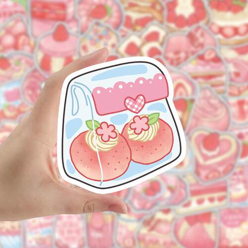 零食贴纸粉色系少女心零食贴纸