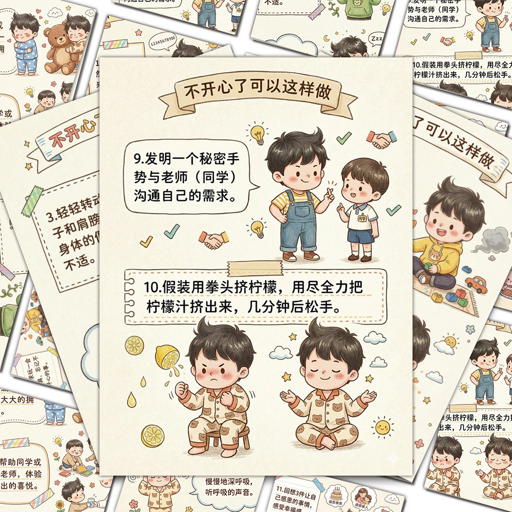 18张儿童情绪管理防水贴纸