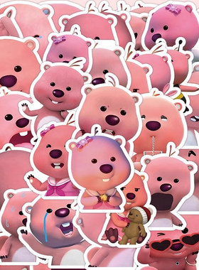 120张韩国卡通loopy小海狸贴纸可爱露比小表情包ipad装饰防水贴画