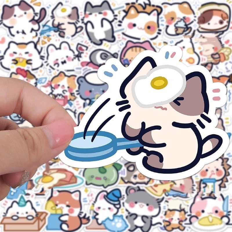 原创小动物的日常贴纸可爱猫猫创意手账贴笔记本电脑水杯防水贴画