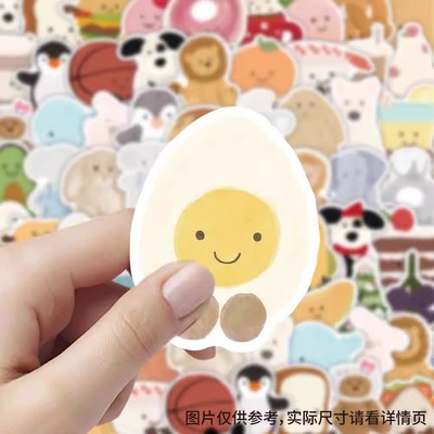 120张jellcat食物插画贴纸卡通小图案装饰手机壳行李箱标签贴画