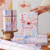 卡通涂鸦文字包装 饰大彩纸 纸可爱小图案节日礼物礼品盒大张尺寸装