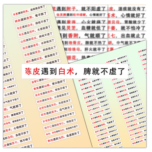 120张中药配伍贴纸素材语录励志标签装 饰行李箱手账防水diy小贴画