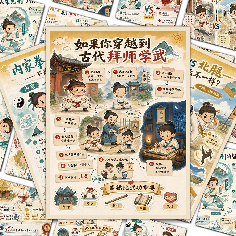 18张武侠卡通防水贴纸趣味科普
