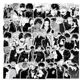 PET模切透明材质装 63张新款 日漫黑白咒术回战涂鸦贴纸 饰手机水杯