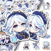 60张芙宁娜卡通贴纸Q版 饰手账笔记本防水diy小贴画 可爱卡通创意装