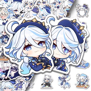 60张芙宁娜卡通贴纸Q版 饰手账笔记本防水diy小贴画 可爱卡通创意装