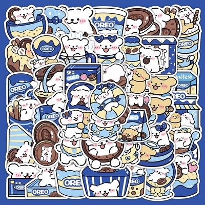 51张原创线条小狗可爱卡通小图案手机行李箱女孩小孩装饰贴画贴纸