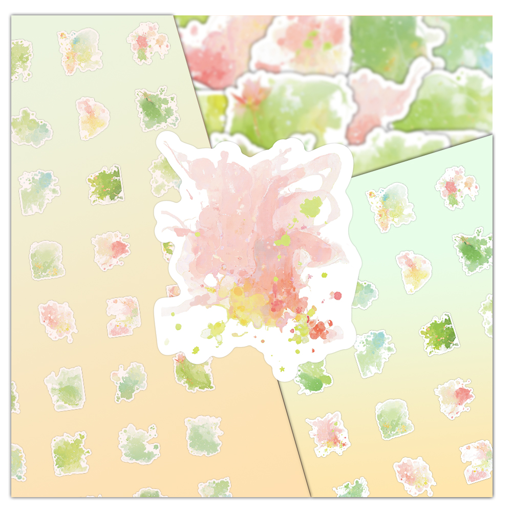 80张梦幻水彩色块贴纸