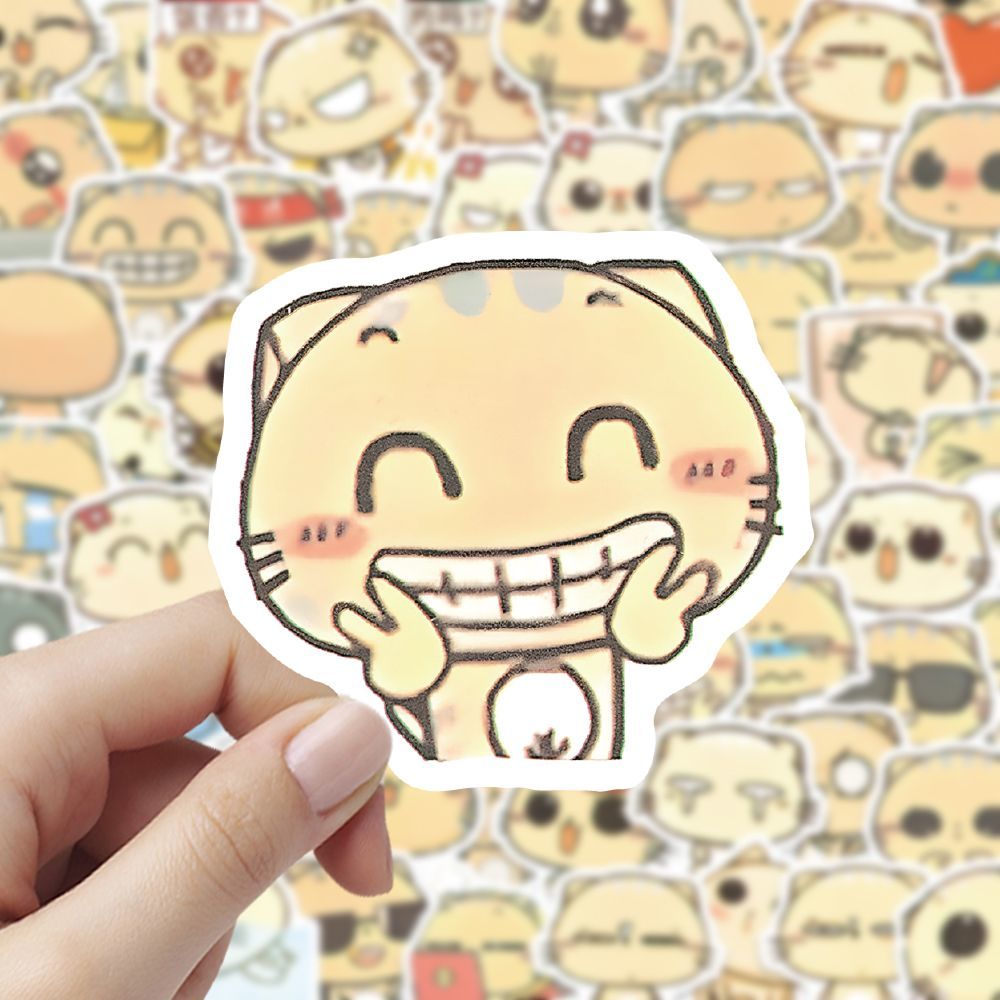 【超值300贴】搞怪CC猫表情包古早萌物儿童装饰笔记本桌面封口贴